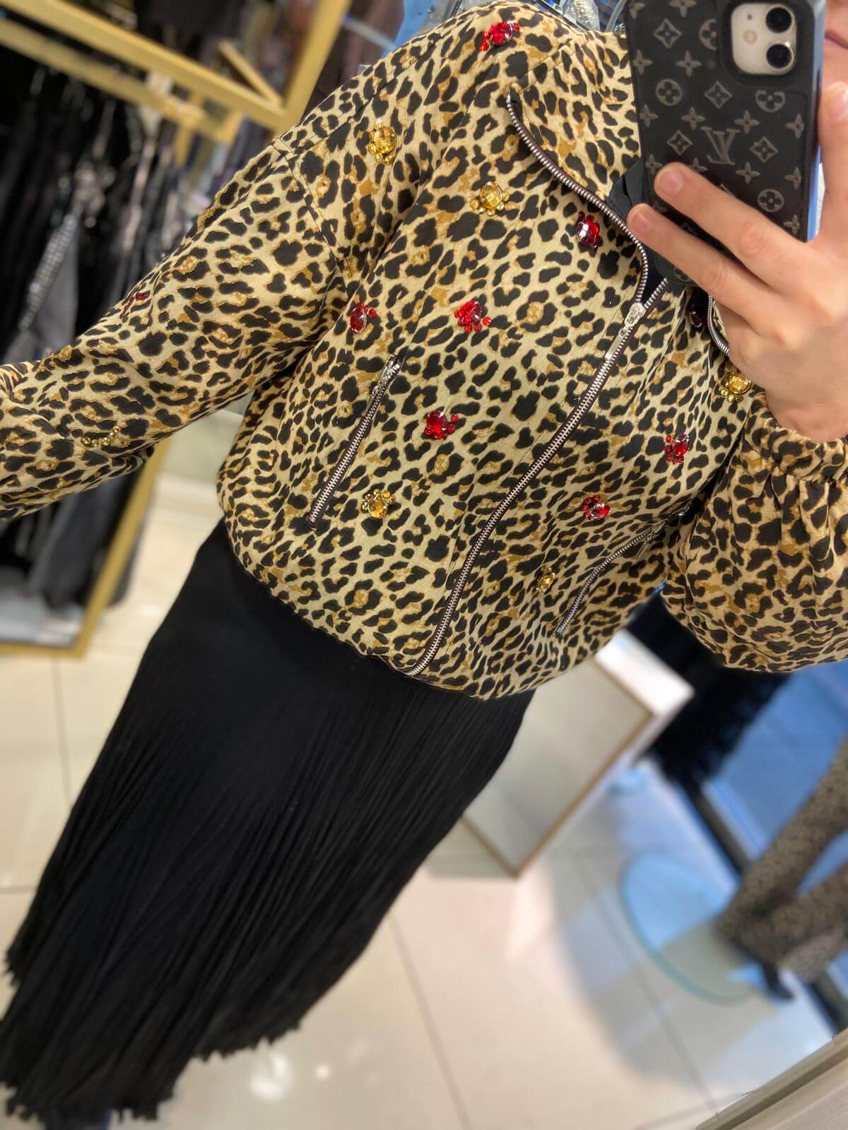 Leopar Taş İşlemeli Bumber Ceket - Görsel 3