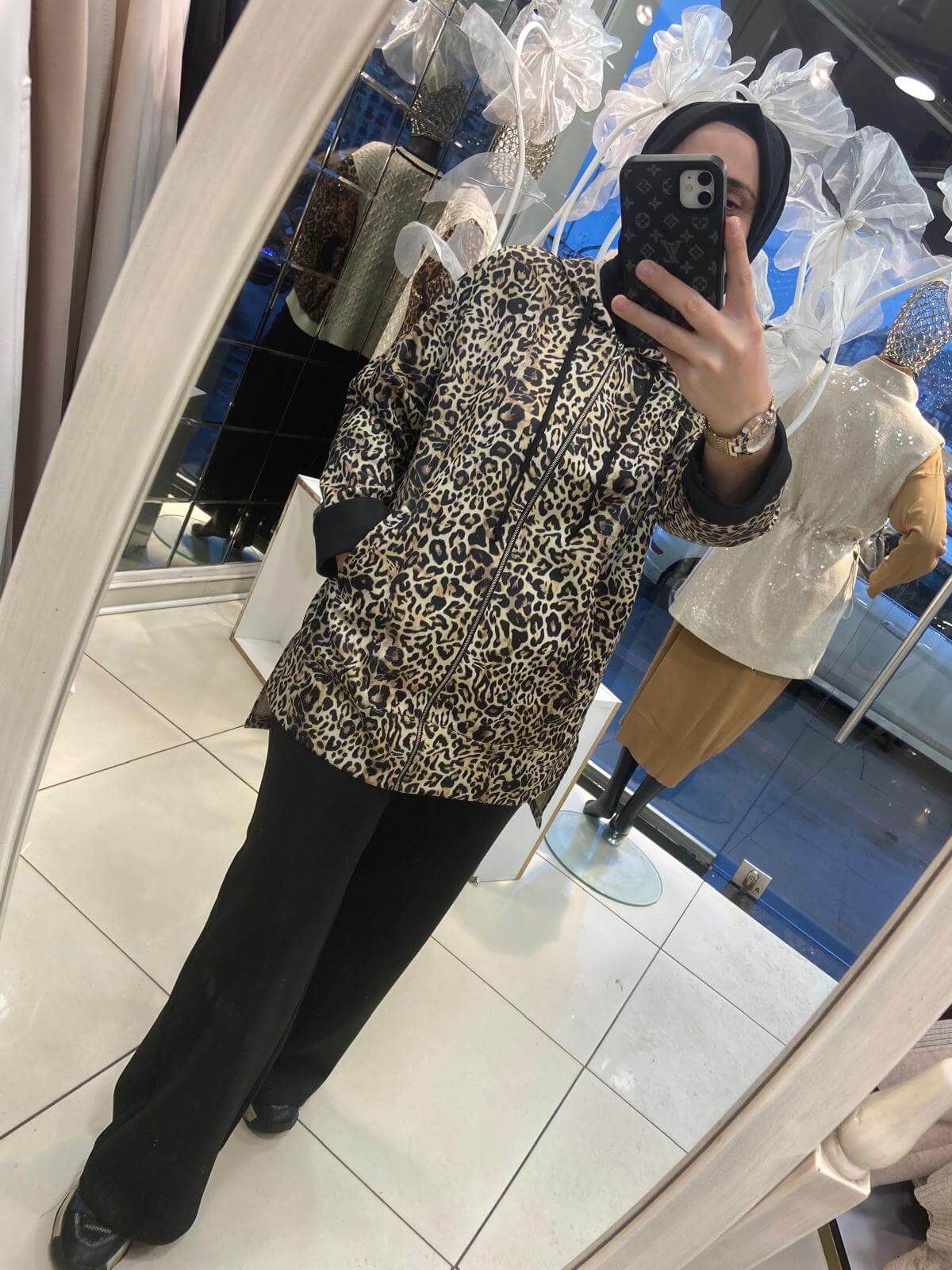 Kapüşonlu Leopar Desen Takım