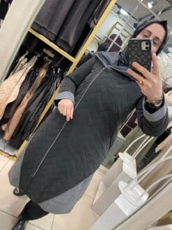 Triko Detaylı Özel Kumaş ve Kapitone Dolgu Spor Kaban