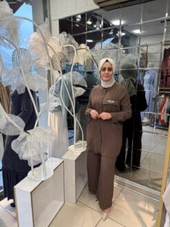 Nurcan Çetin Bürümcük Taş Detaylı Pamuk Saten Takım
