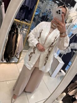 El İşlemeli Keten Kimono