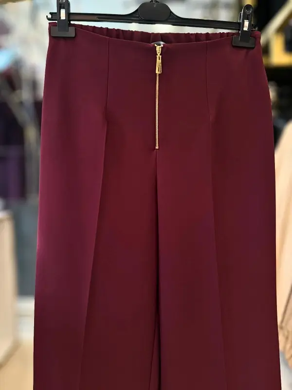 Sentez Queen Kısa Geniş Paça Pantolon (Bordo) - Görsel 5