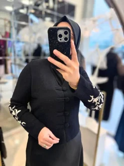 Etnik desen detaylı şık kadın ceket