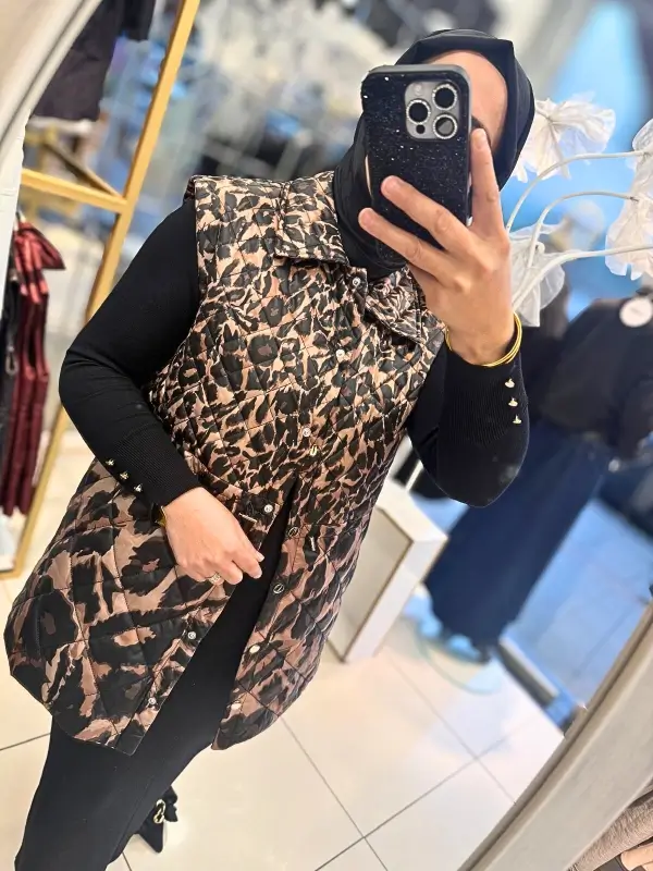 Leopar Desenli Yelek - Görsel 2