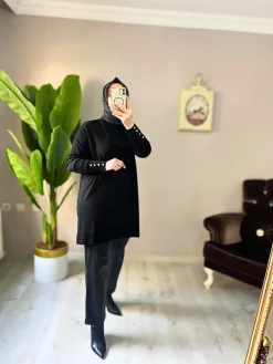 soğuk iplik tunik kazak kadın şık kombin