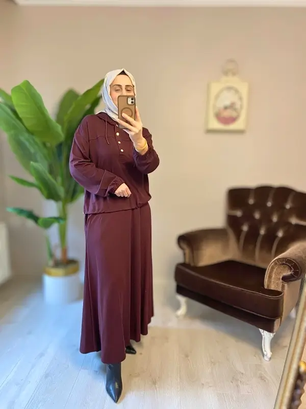 Etekli Takım-Bordo - Görsel 4