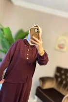 bordo etekli takım kadın şık kombin