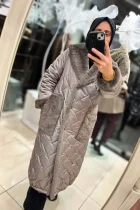 kürk detaylı özel işleme soft dolgu astarlı vizon manto kaban