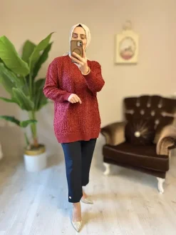 simli kazak kadın şık kombin