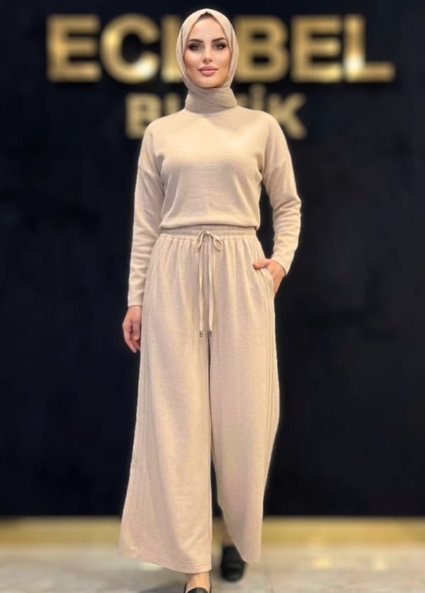 Sentez Berlin Yanı Nervürlü Bambu Pantolon - Görsel 5