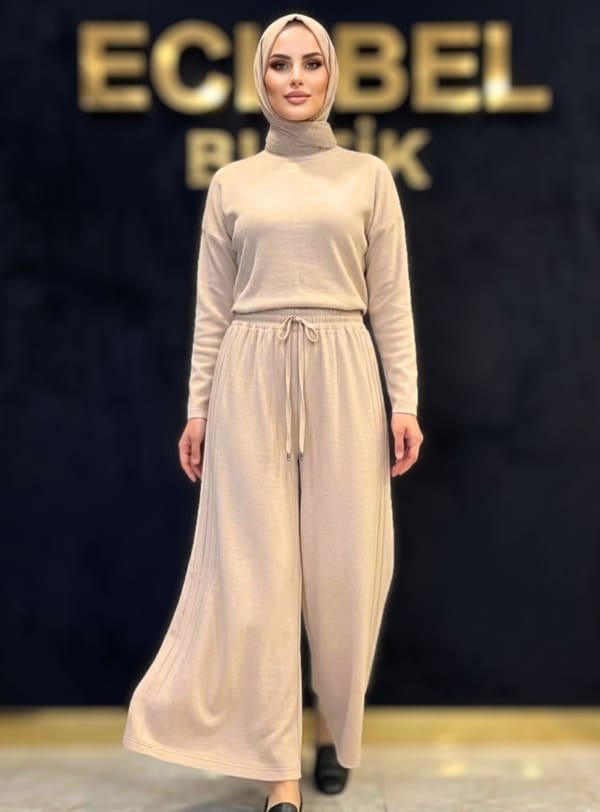 Sentez Berlin Yanı Nervürlü Bambu Pantolon - Görsel 4