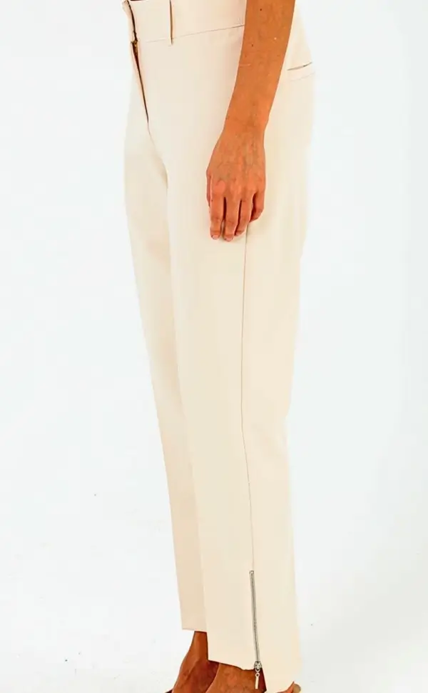 Sentez Paçası Fermuarlı Classic Pantolon (Bej) - Görsel 4
