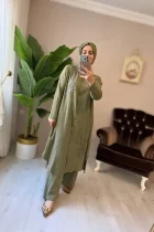 işlemeli müslin keten takım kadın
